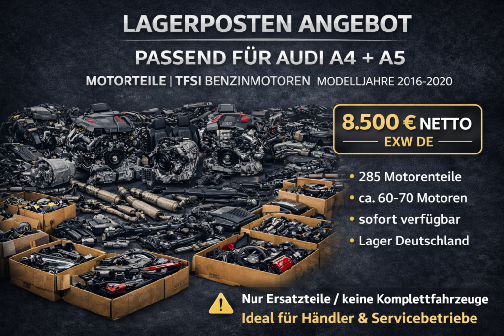 Audi A4 und Audi A5 TFSI Motorenteile Sonderposten – 285 Ersatzteile aus Modelljahren 2016 bis 2020