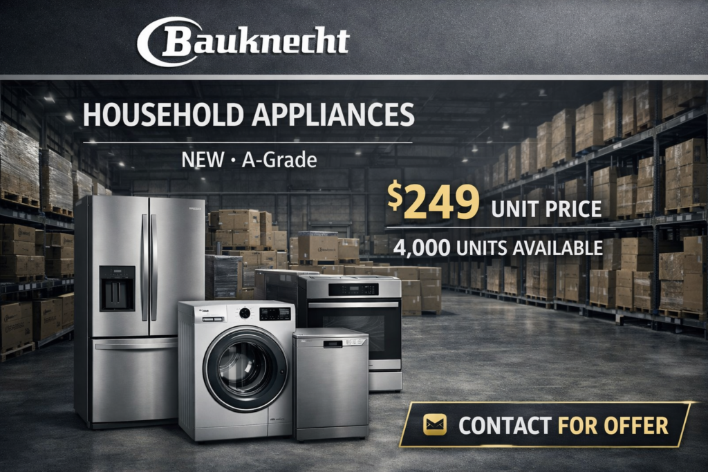 Bauknecht Haushaltsgeräte Sonderposten – Großposten mit Kühlschränken, Waschmaschinen, Geschirrspülern und Backöfen in A-Grade Qualität für Großhandel und Export.