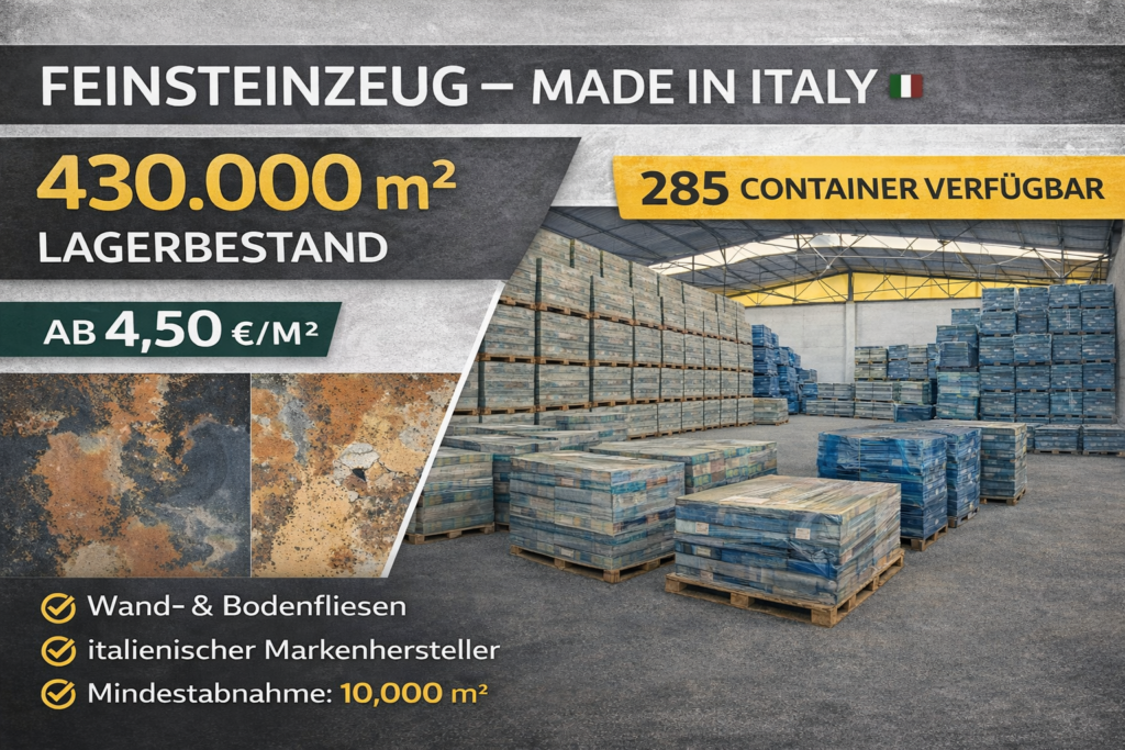 Feinsteinzeug Fliesen Großposten Italien Lagerbestand Paletten Großhandel