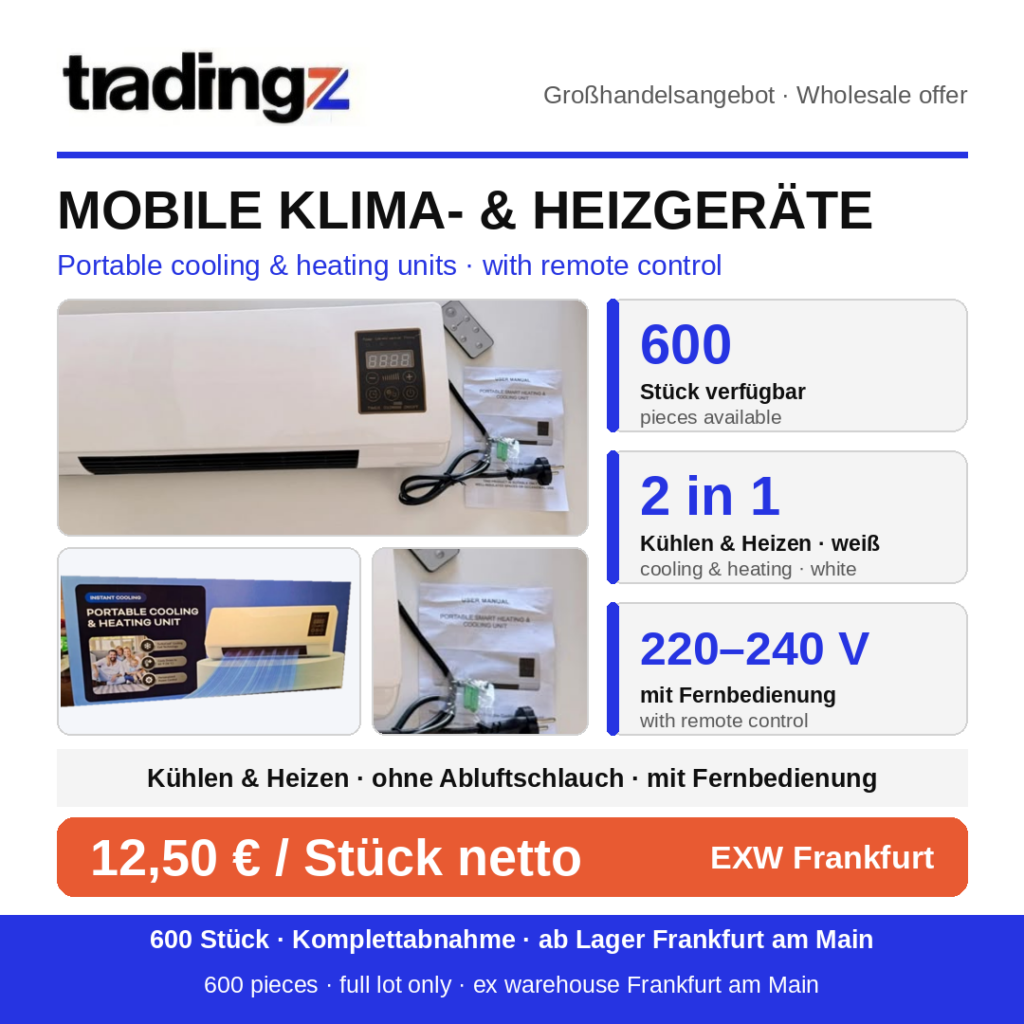 Mobile 2-in-1 Klima- und Heizgeräte – Großposten