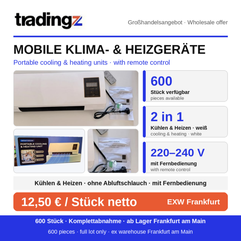 Mobile 2-in-1 Klima- und Heizgeräte – Großposten
