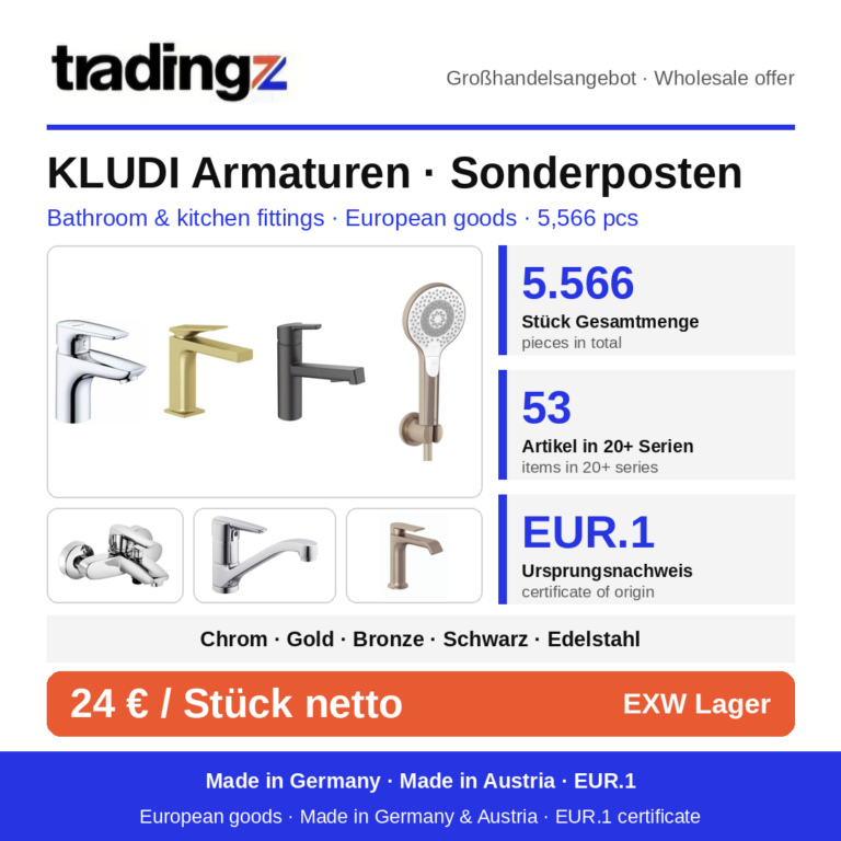 KLUDI Markenarmaturen für Bad und Küche – Sonderposten