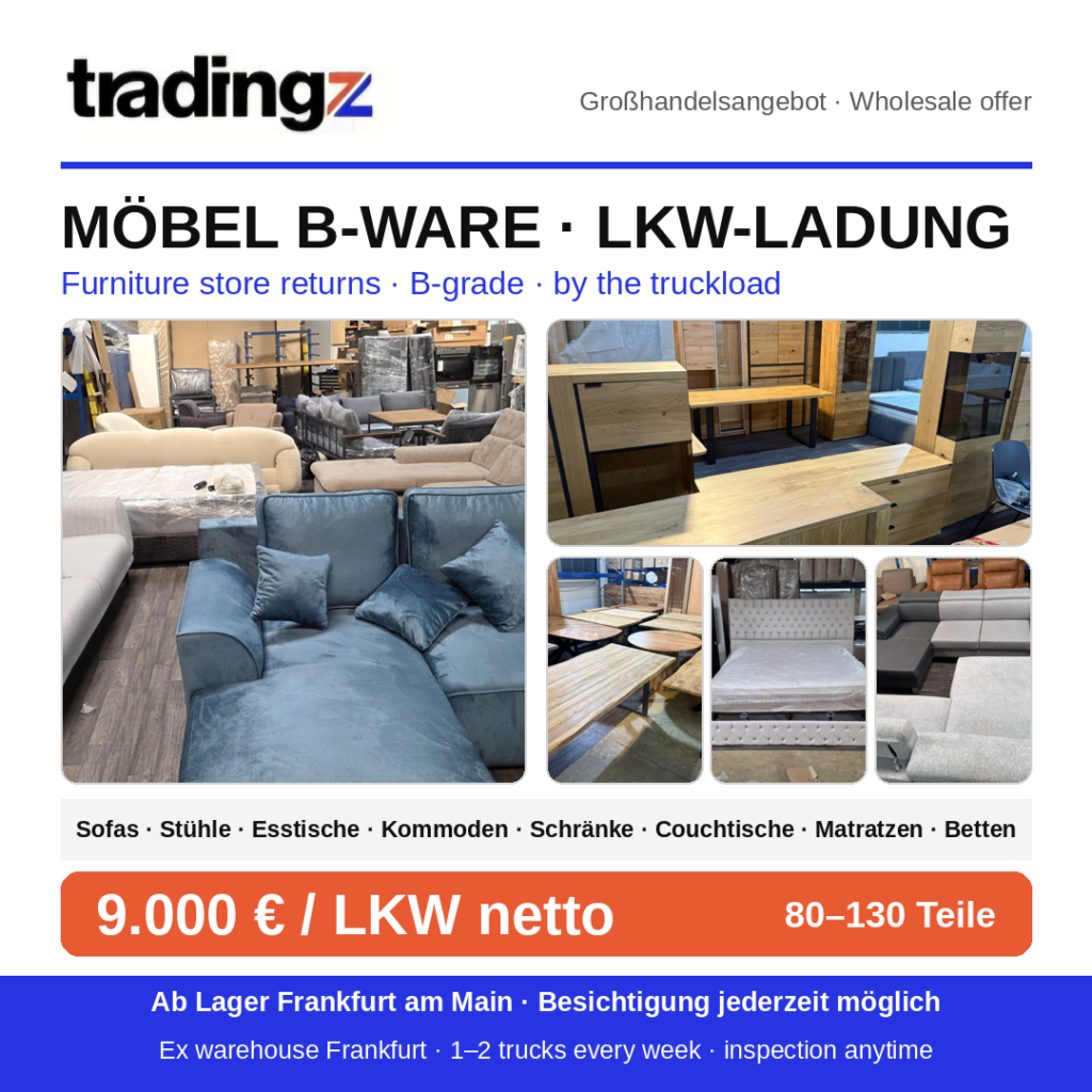 Möbel B-Ware als komplette LKW-Ladung