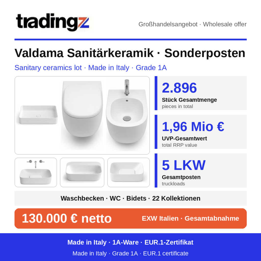 Valdama Sanitärkeramik Made in Italy – Sonderposten