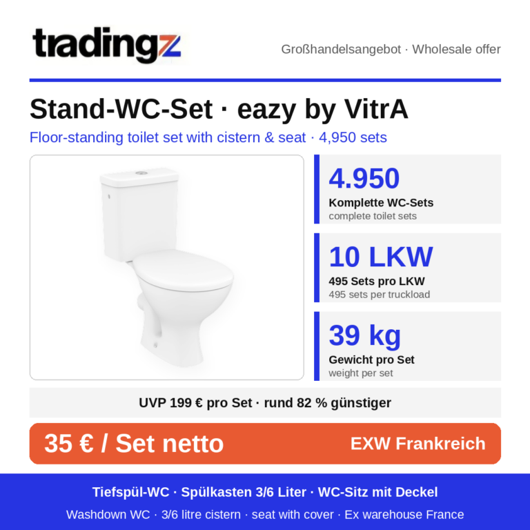 Vitra Stand-WC Sets mit Spülkasten und WC-Sitz – Großposten